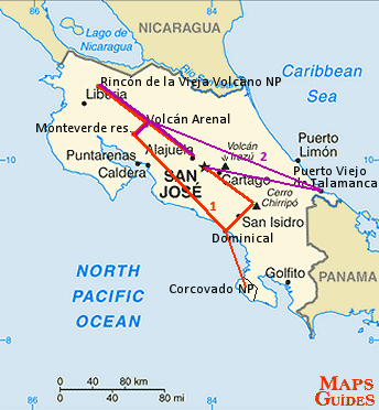 コスタリカ - 地図